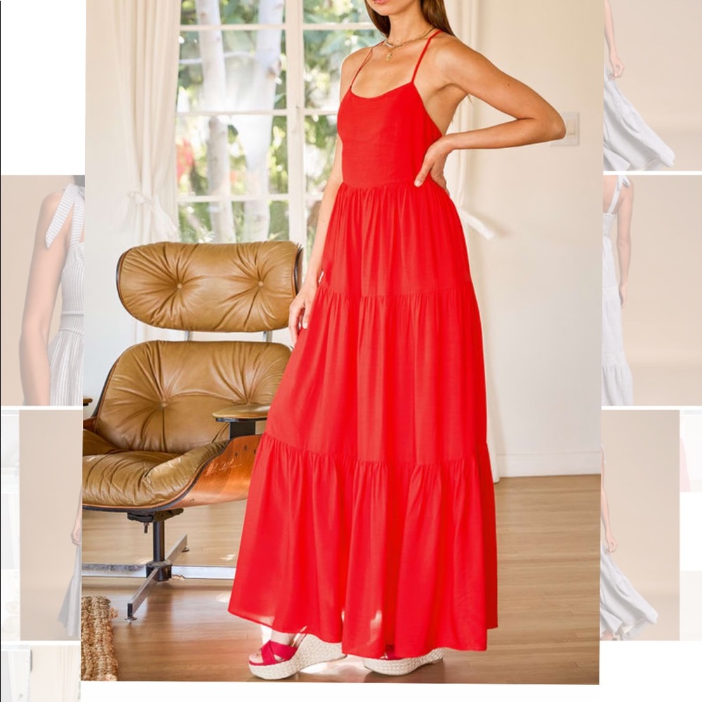 Lulus Red Tiered Maxi Dress
